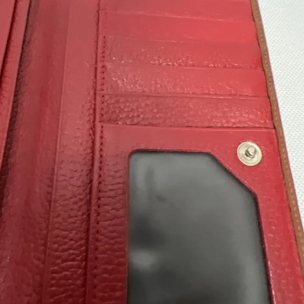 Lacoste Women's Long Wallet Red Pebbled Leather